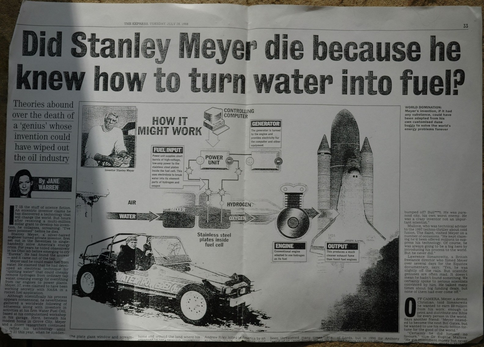 The uncanny death of Stanley Meyer and his Water powered Automobile